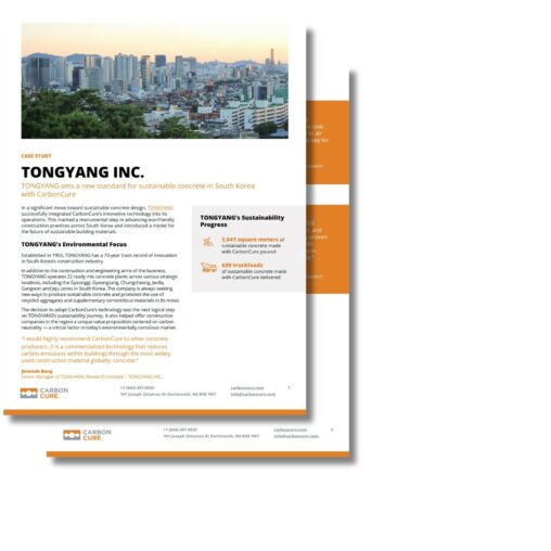 TONGYANG sets a new standard for sustainable concrete in South Korea with CarbonCure